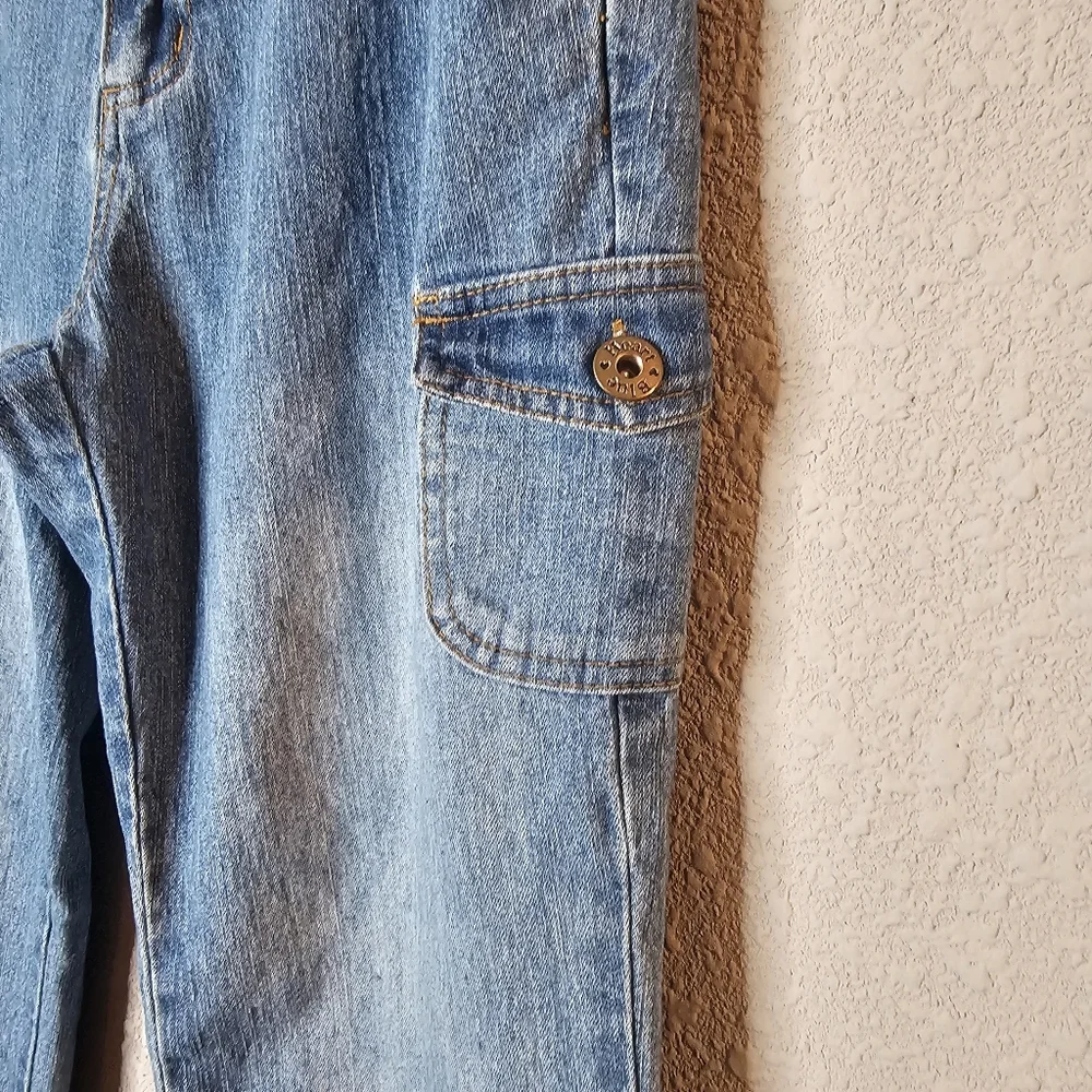 Vtg Blue Heart‎ Girls Blue Jeans Size 14 Embroidered Flower Straight Leg